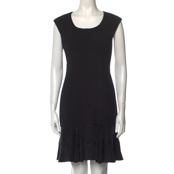 REBECCA TAYLOR Stacy Fit-&-Flare Flounce Black Dress. size 6 women’s work or fun - Picture 3 of 11